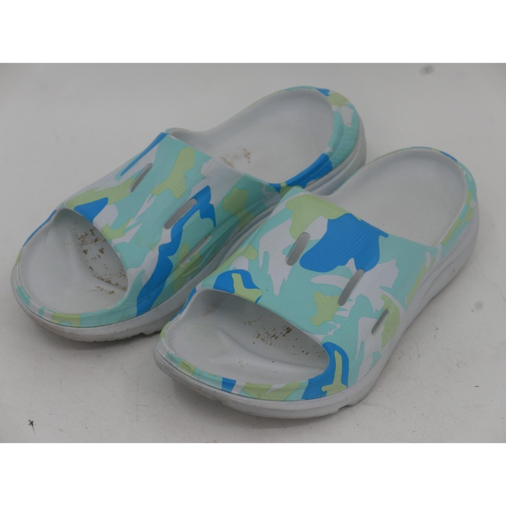 HOKA Ora Recovery Slide Sandals Blue Camo Comfort Cushioned Women's Size 11